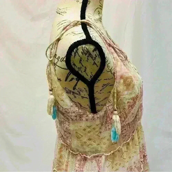 Blue B Collection Women Boho Ruffle Patchwork Floral Mini Dress Size L - Picture 9 of 16